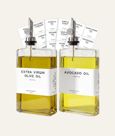 Brighter Bards Glass Olive Oil Dispenser Bottle Set Clear Silver