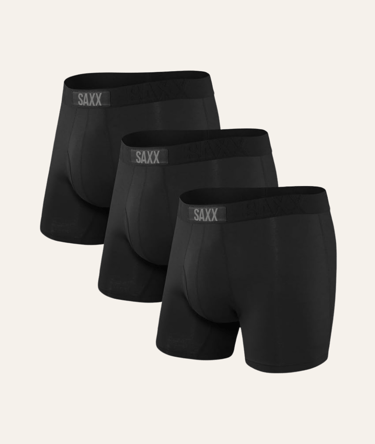 picture of 3 pairs of black saxx boxer brief shorts