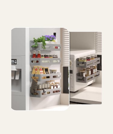 Sevenblue 4 Pack Magnetic Rack for Refrigerator - Grey