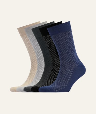 VRD Mens Dress Socks Bamboo Rayon 5-Pack Assorted Honeycomb 