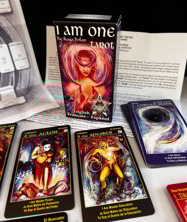Tarot Deck I Am ONE by Maya Britan with tarot cards & reading instructions text