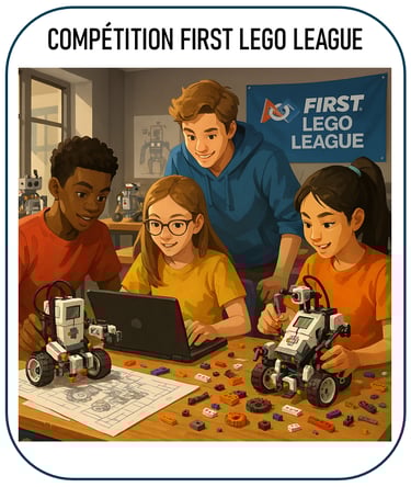 photo illustrant des jeunes préparant la compétition FIRST LEGO League : un groupe d’adolescents aut