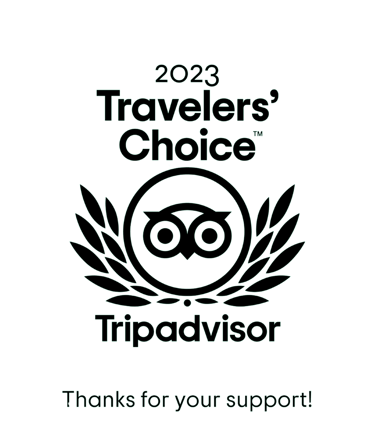 Logo di Travellers' Choice 2023 simbolo di eccellenza riconosciuto a BORGANTHIA.