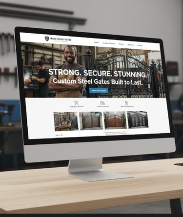 a computer monitor screen showing a desktop computer screen displaying a website page of someone sel