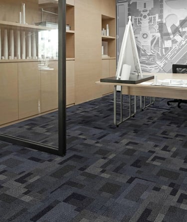 Garfield2 commercial carpet tile with block-style quarter-turn design, ideal for office and retail spaces in London, Ontario.