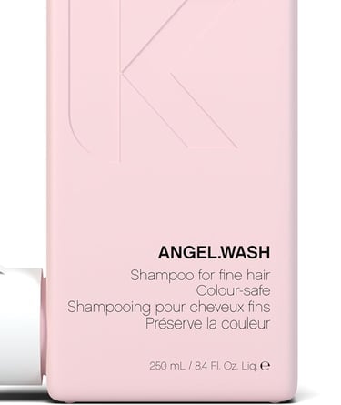 a pink shampooe with a white and pink hair