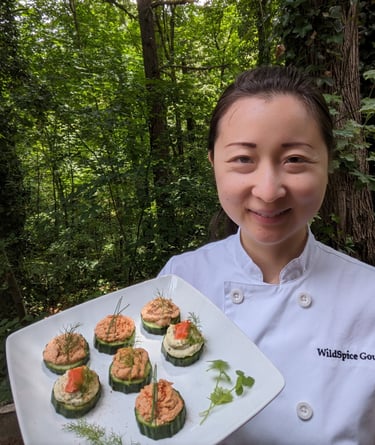 Chef Mia Salmon Canapes Farm to table dining Dairy- glutenfree private personal chef portland oregon