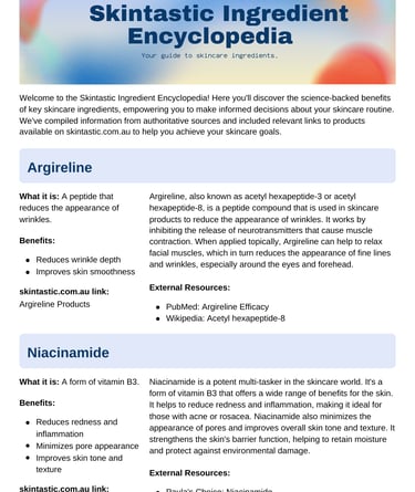 Skintastic Ingredient a flyer for a skin care product