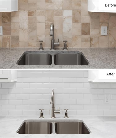 Initile before and after backsplash in Macomb County, Michigan
