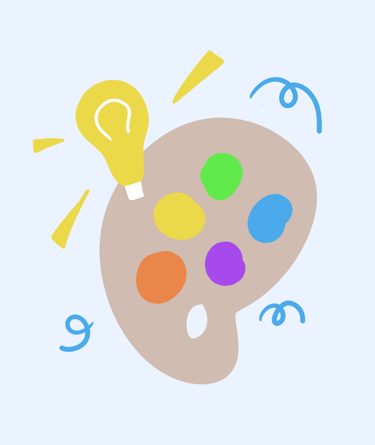 a painting palette palette palette with a light bulb and a light bulb