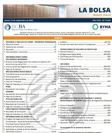 Publicar en diario La Bolsa y boletín