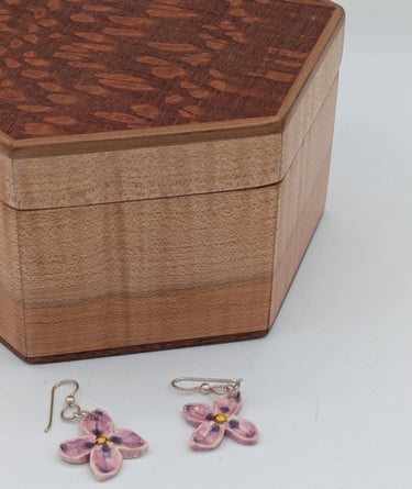 continuous wood, wooden jewelry boxes, American made wooden boxes, earrings to match a wedding dress