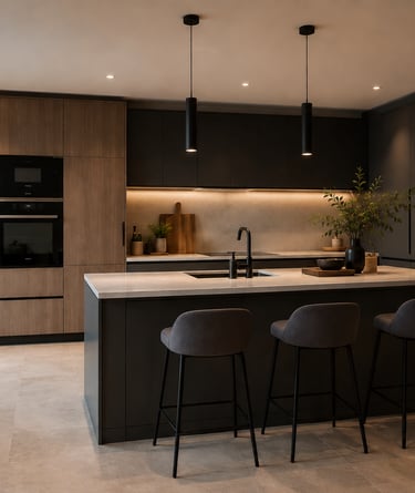 Cuisine sur mesure avec îlot central à Genève