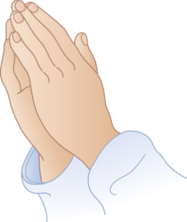 praying hands with white long sleeves