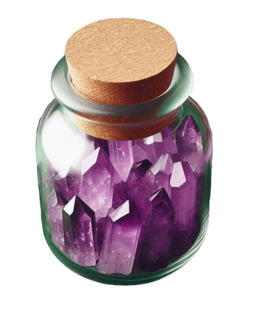 a jar of crystals in a jar with a cork top