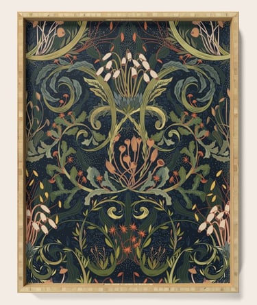 Woodland Moss Dark botanical serving tray