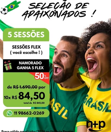Promoção Dia dos Namorados depilação a laser 5 sessões flex Não+Pelo Paraíso junho 2026 10x R$84,50