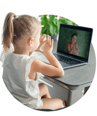 Girl using a computer during a psycho-educational assessments