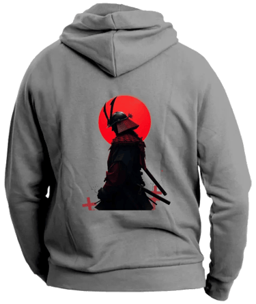 felpa con cappuccio 3 xl samurai back grey