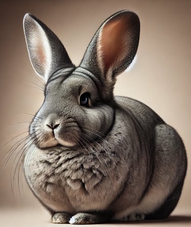 American Chinchilla rabbit sitting