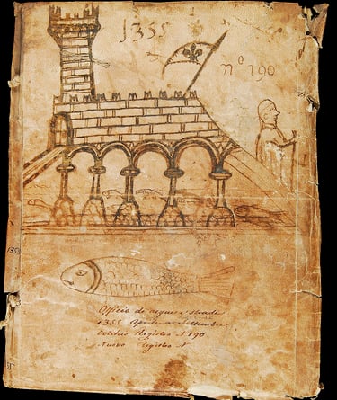 Cover of one of the registers from the Fango Office from 1355.
