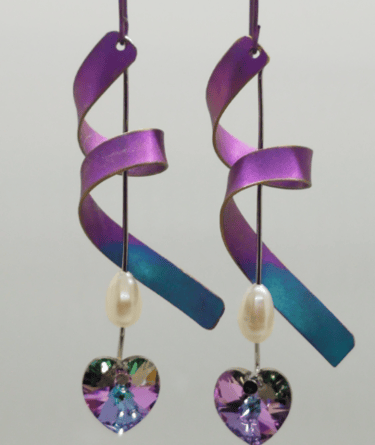 Swarovski Heart Pearl Titanium Twist Earrings