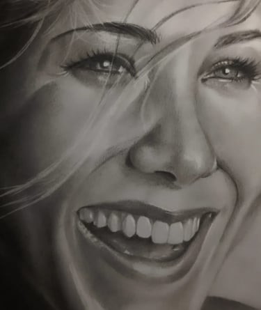 "A Força da Expressão: Desenho realista em Grafite/Carvão. Capturando a alma e a alegria em altíssim