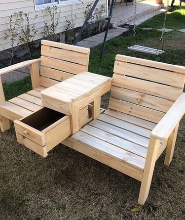 DIY wooden garden bench with natural wood finish, simple structure and outdoor seating design for co
