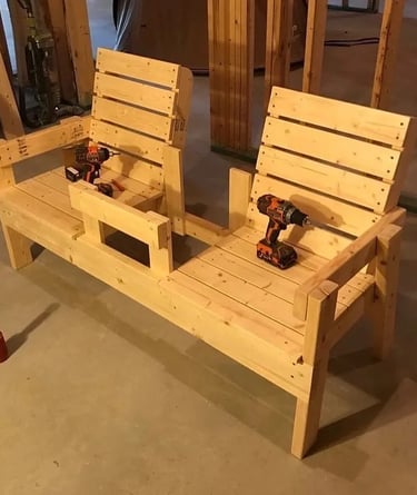 DIY wooden garden bench with natural wood finish, simple structure and outdoor seating design for co