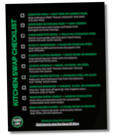 1-Page Kitchen Detox Checklist — non-toxic kitchen swap guide by Clean AF Life