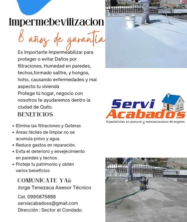 impermeabilización de terrazas techos evita que tu casa se deteriore.con goteras serviacabados es l