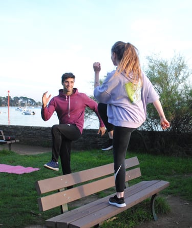 Séance de sport en bord de mer
