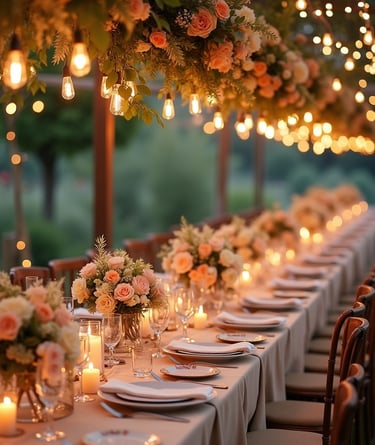 Ambiance décorative de mariage avec thème champêtre chic