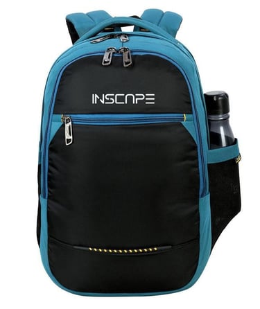 a backpack bags with black and blue color premium fabric with premium chains and sliders