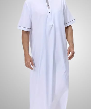 Qamis islamique homme blanc manches courtes élégant