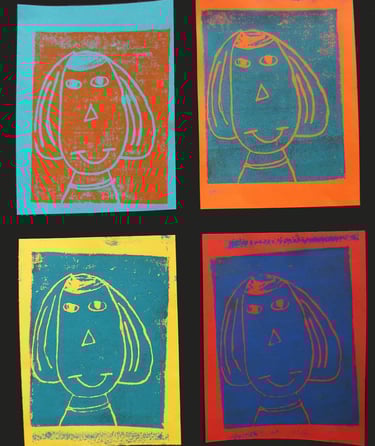 4 prints of a child's face