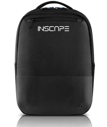 a backpack for office with two colors inscape logo on it