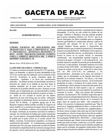 publicar en Gaceta de Paz y Boletín