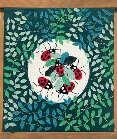 embroideries background ladybugs