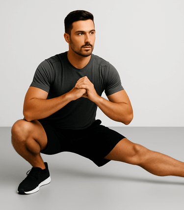 a man in a black shirt and black shorts