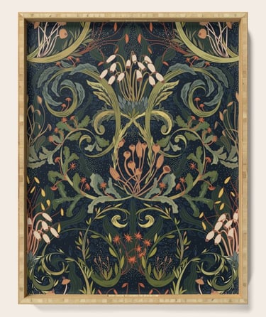 Woodland Moss Dark botanical serving tray