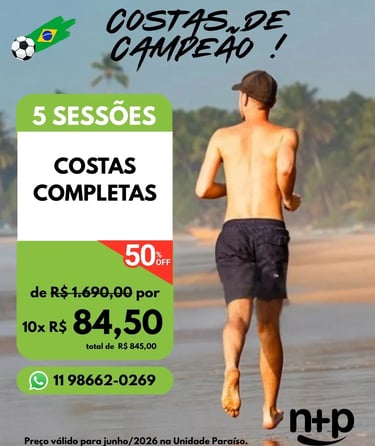 Promoção depilação a laser costas completas masculina 5 Sessões junho 2026 10x R$84,50