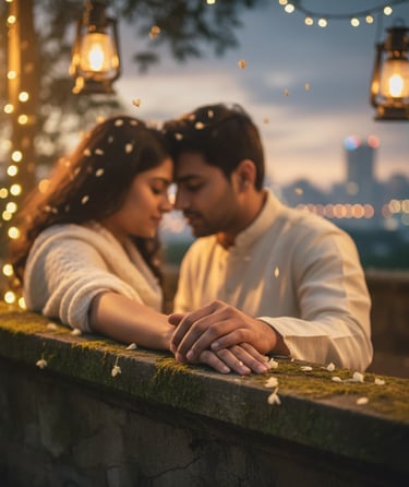 Couple goals. Intimate Indian couple romance moment.