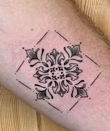 Ornamental  portuguese tile tattoo
