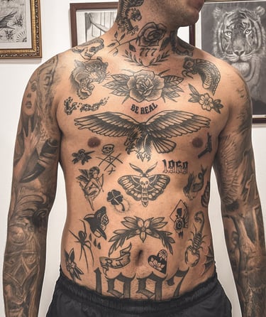 Fechamento old school - Estúdio de Tatuagem URSATO