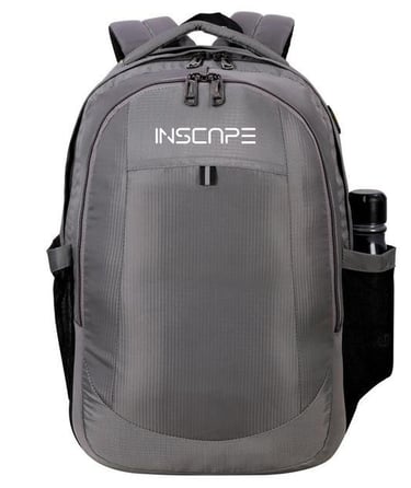 a grey color backpack bags with laptop compartment