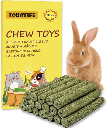 TOKAYIFE Palitos de Heno Timothy para Conejos, Cobayas, Hámsters, Chinchillas