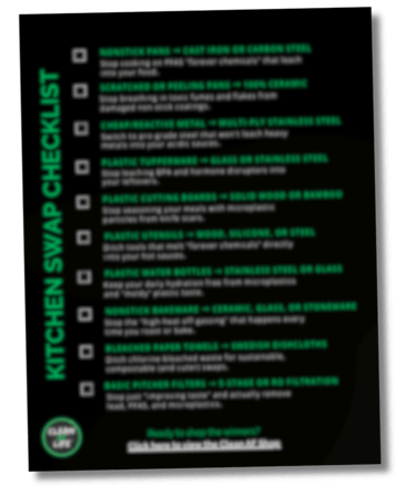 1-Page Kitchen Detox Checklist — non-toxic kitchen swap guide by Clean AF Life