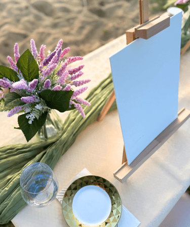 beachside picnic and painting on the beach