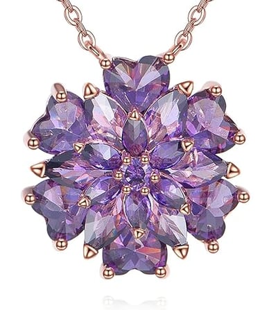 Birthstone Necklace Sterling Silver Flower Pendant Jewelry
